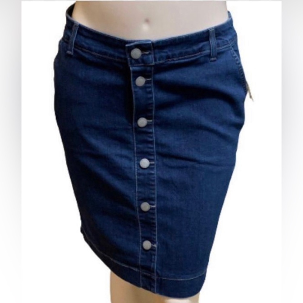 Charter Club Womens Jean Skirt Size 12 Stretch Denim Bottoms Button Front